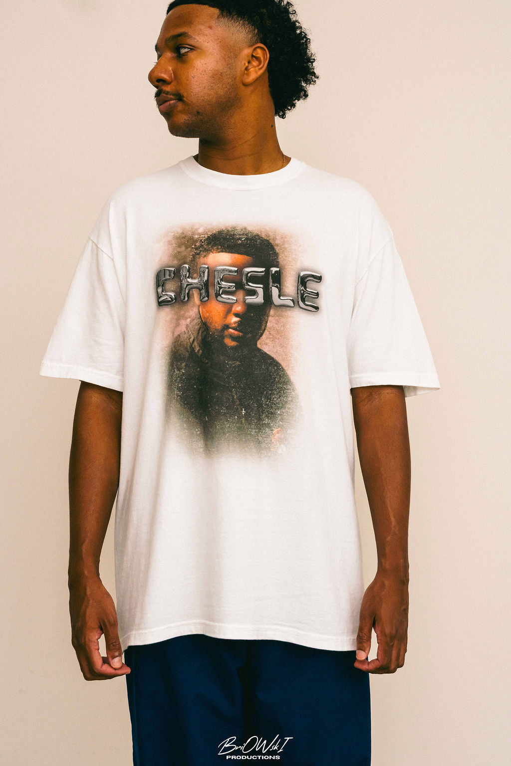 White "CHESLE Chrome" Tee